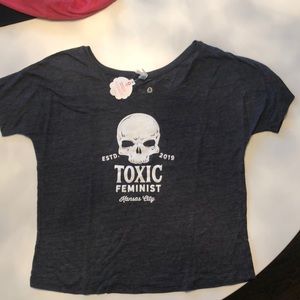 NWT charcoal heather Toxic Feminist slub t-shirt